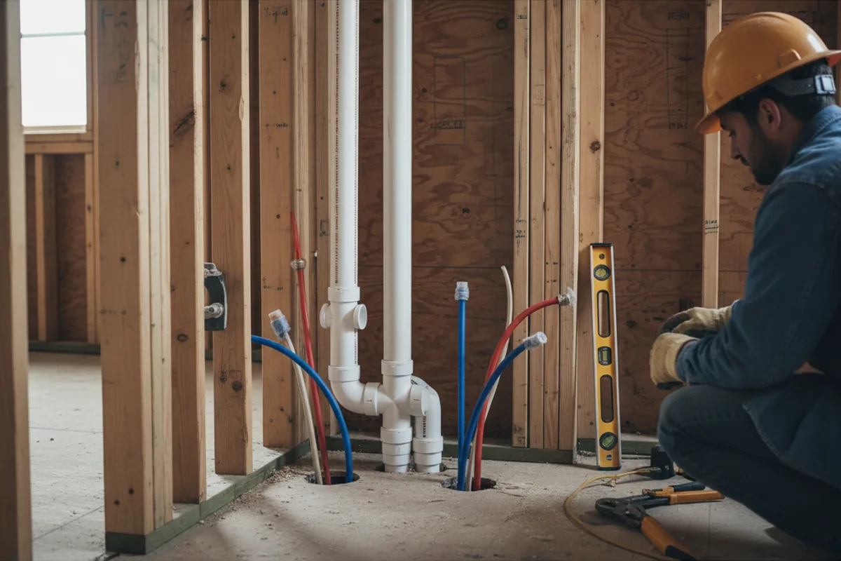 Drain and supply rough-in during Leak Detection in Avenal