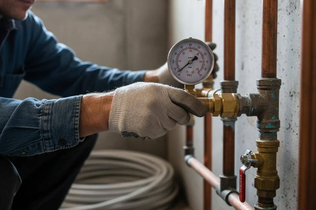 Pressure testing a repaired line during Water Line Repair in Avenal